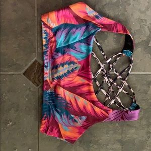 Free people/onzie sport bra feather/leopard